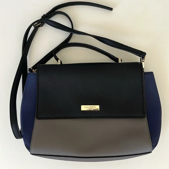 Kate Spade Leather Crossbody Purse Black Grey Blue