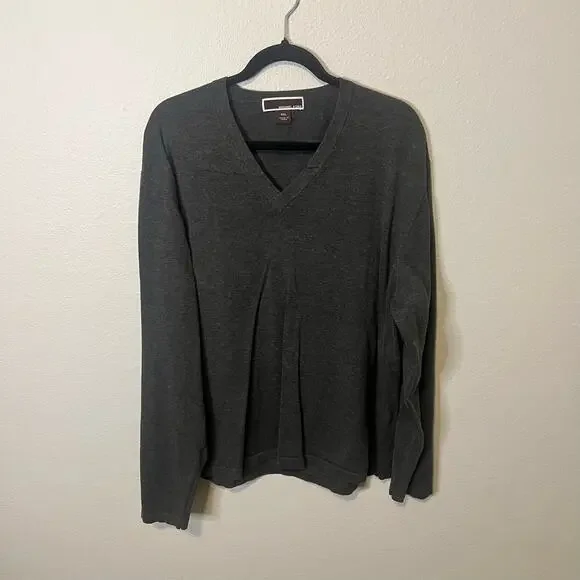 Michael Kors Charcoal Gray V-Neck Pullover Sweater Size XXL