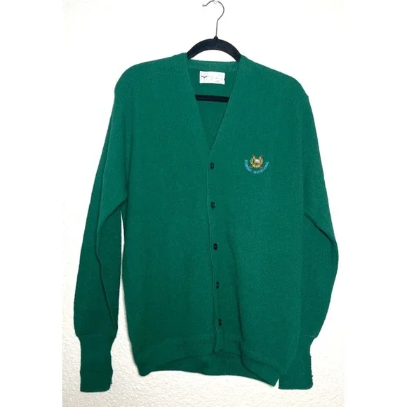Vintage Pickering Cardigan Sweater Men's Lg‎ Green Economy Invitational Golf USA