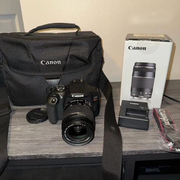 Canon EOS Rebel T7 DSLR Two Lens Kit and EF 75-300 Lenses
