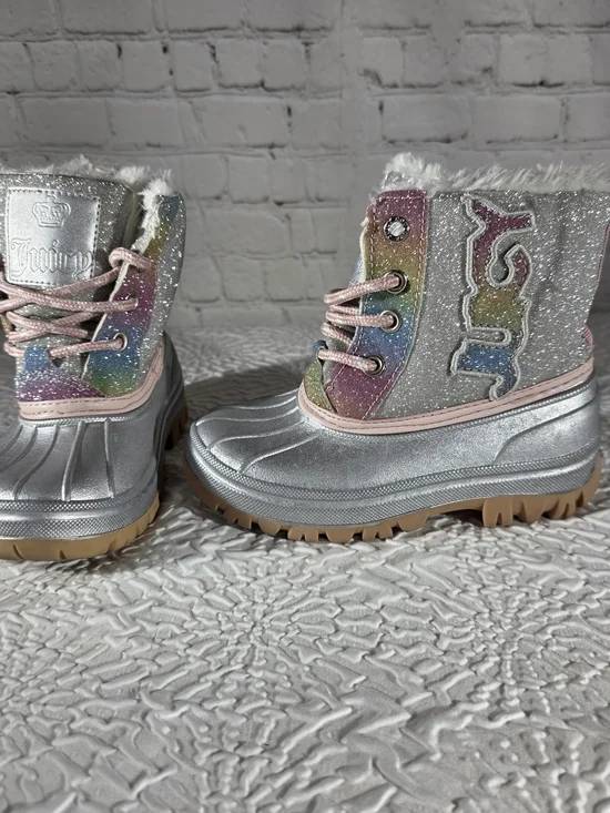JUICY COUTURE Toddler Girls Lil Quinto Drive Rainbow Glitter Duck Boots ✨size 10
