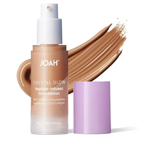 JOAH Crystal Glow Peptide-Infused Foundation Tan With Warm Undertones TW050