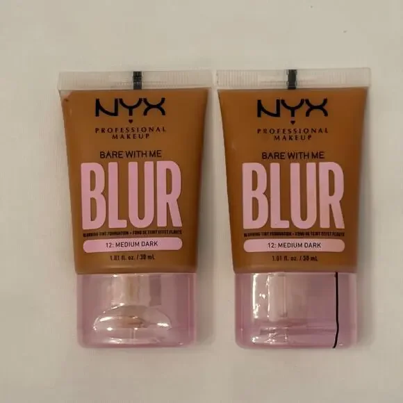 Qty 2 NYX PROFESSIONAL BARE With Me BLUR Skin Tint Foundation -12 Medium Dark