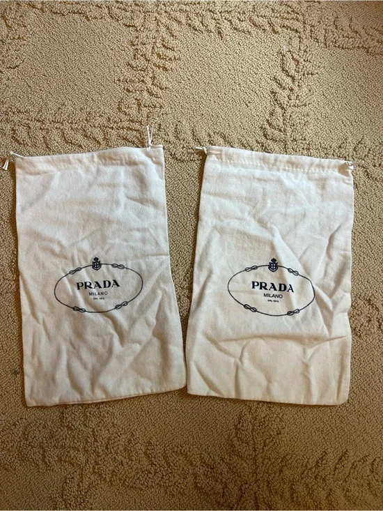 Prada Milano Dust Bags - Pair in Cream shoe bags