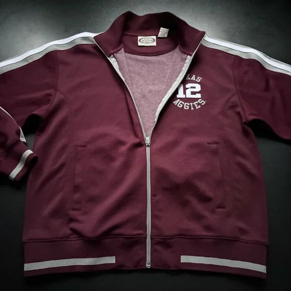 Vintage‎  Texas A&M Aggies adult small Full Zip Maroon track Jacket #12 varsity