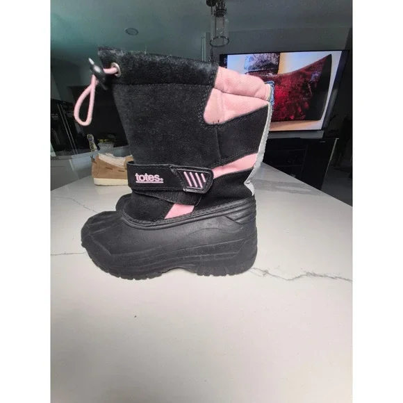 Totes Girls Pac Pink Winter Snow Boots Black Pink Size 3 Med Duck Boots 134679