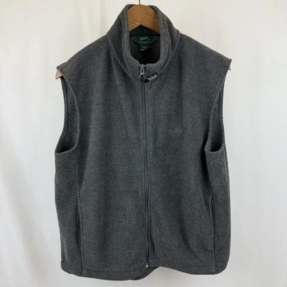 Woolrich Men's Medium Charcoal Gray Sherpa Fleece Lined Full Zip‎ Vest Size