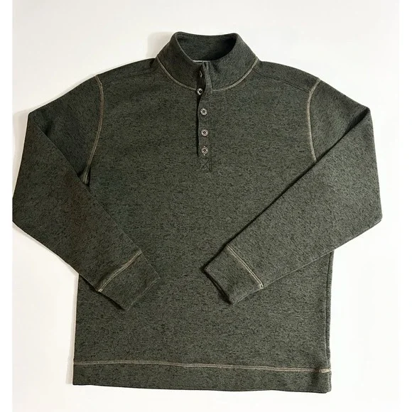 Weatherproof‎ Vintage Men's Fleece Henley Pullover Gray 3‑Button Size Large