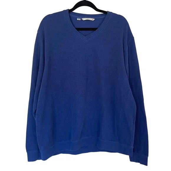 Cutter & Buck Men's Blue V‎ Neck Long Sleeve Cotton Pullover Sweatshirt Sz Large
