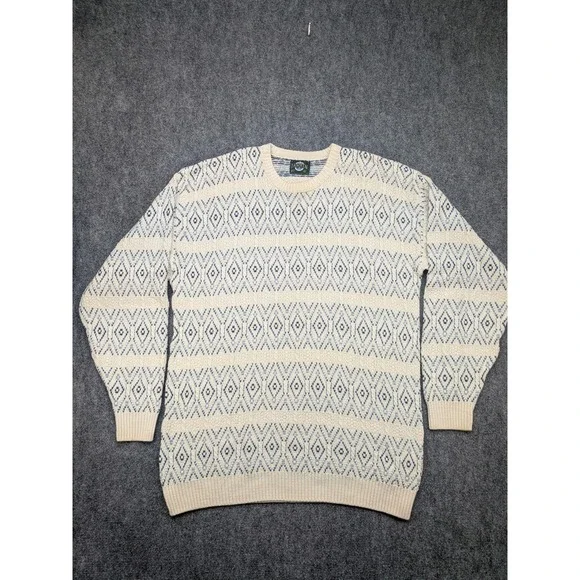 Jantzen 2XL Tall‎ Vintage Knit Sweater Diamond Pattern Crew Grandpa Thick Heavy