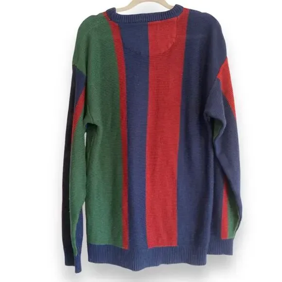 Vintage Striped Acrylic Knit Sweater Men’s Large
