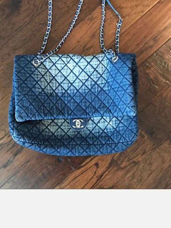 Chanel LIKENESS: XL Quilted DENIM Shoulder Bag in Blue