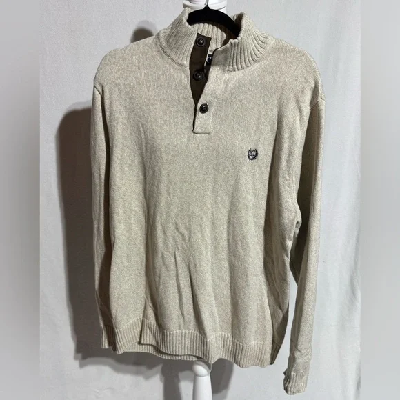 Chaps Men’s Cream Mock Neck Long Sleeve Sweater Size Large