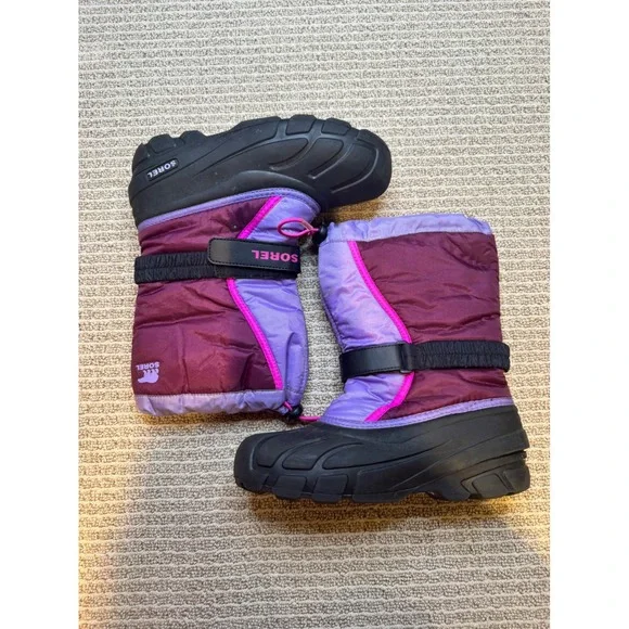 Sorel Youth Girls Size 6 Purple Pink Waterproof Insulated Snow Boots Winter