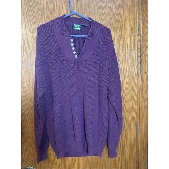 Vintage Gander Mountain GS Guide Series Sweater Men LT Maroon Cotton‎ Pullover