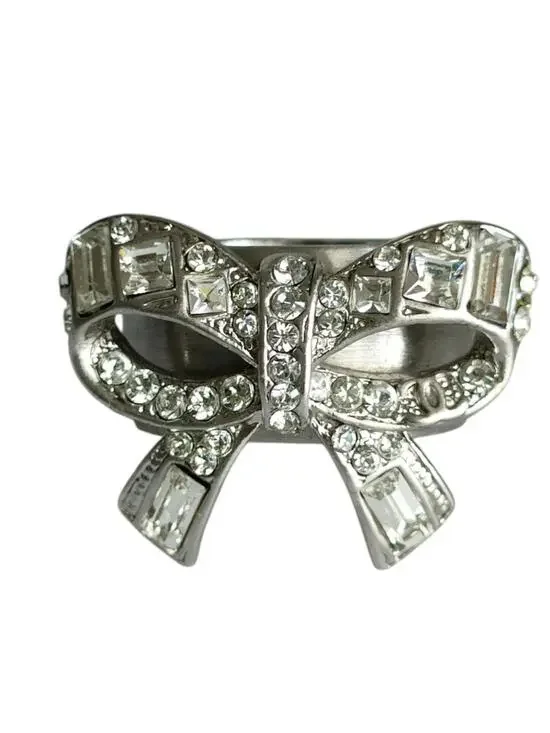 Chanel Rhinestone Ribbon Motif Ring #287959C53B