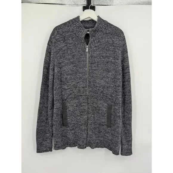 NWOT APT 9 Grandpa Zip Sweater XXL Gray Pockets Cotton Chunky Warm Grandpacore