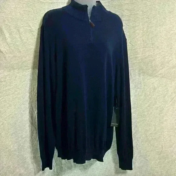 NWT‎ Harrison DAVIS Quarter Zip Navy Sweater