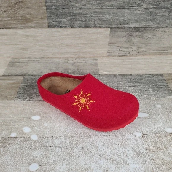 Birkenstock Kaprun Kids Clog Sz 10 C10 Narrow Snow Stars Red Lamb Slip On Shoes