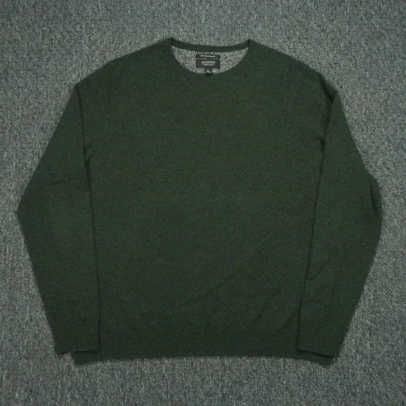 Nordstrom Sweater Mens Large Green 100% Cashmere Mens Shop Pullover Crew Jumper