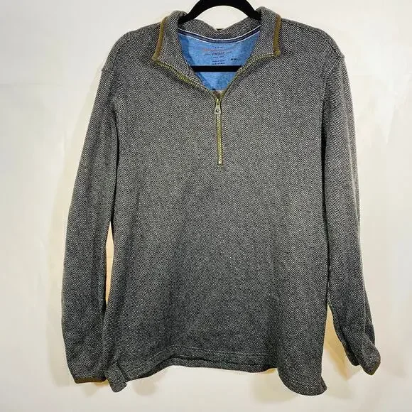 Men's Weatherproof Herringbone Quarter Zip  Pullover Sweater Medium‎