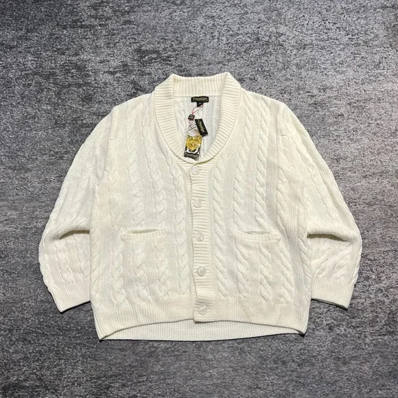 NWT Vintage Prestige Cardigan Sweater Mens XXL White Grandpa 80s‎ 90s