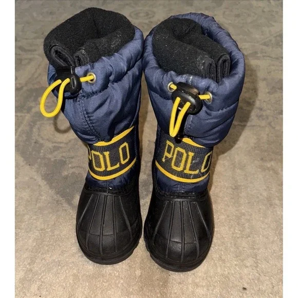 Polo Ralph Lauren Jakson Snow Boots Blue Yellow Big Pony Toddler‎ Boys Sz 7