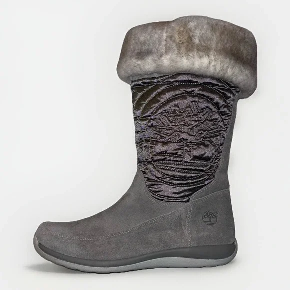 Timberland Hollyberry Suede Pull Up Gray‎ Knee Boots Girls Size 7