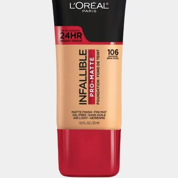 🆕🧴L'Oreal InfalliblePro Matte Foundation #106, Sun Beige