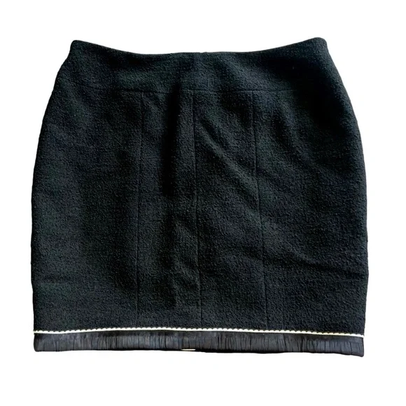 Vtg Chanel Boutique Black Wool Straight Skirt Women's Size 44
