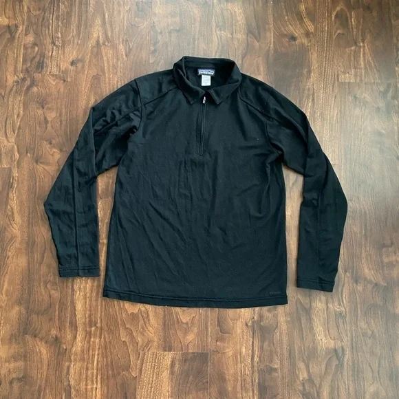 Patagonia Men’s Wool 1/4 Zip Sweater Lightweight Size Medium Black