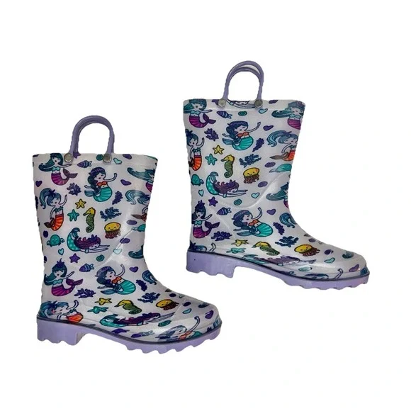 Rain Boots 10‎ Mermaids Water Shoes Purple Girl Clothing Accessory