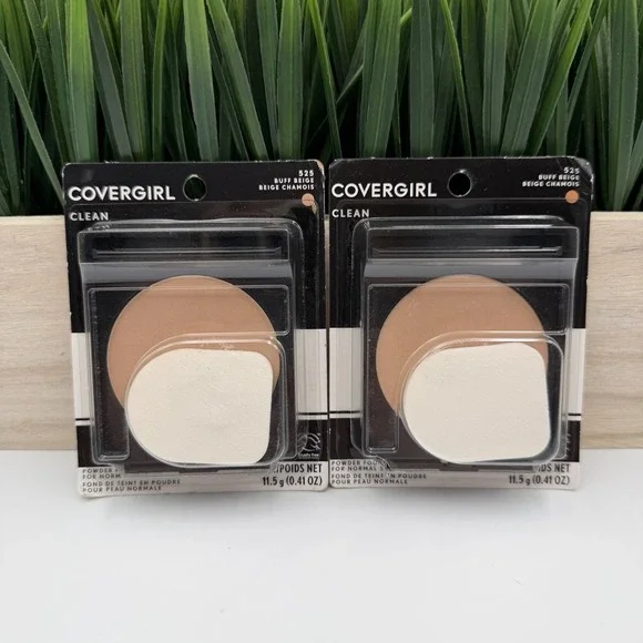 (2) COVERGIRL Clean Powder Foundation For Normal Skin #525 BUFF BEIGE