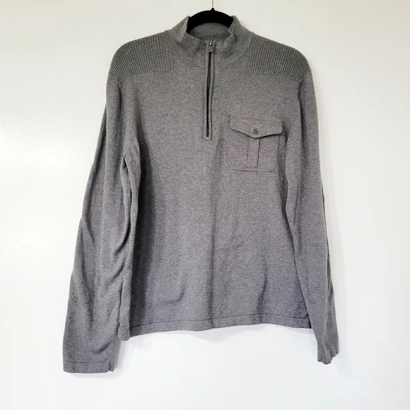 MICHAEL Michael Kors Gray Half Zip Pullover Sweater Size L