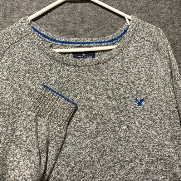 American Eagle Wool Blend Sweater mens L heathered gray soft preppy Classic Fit