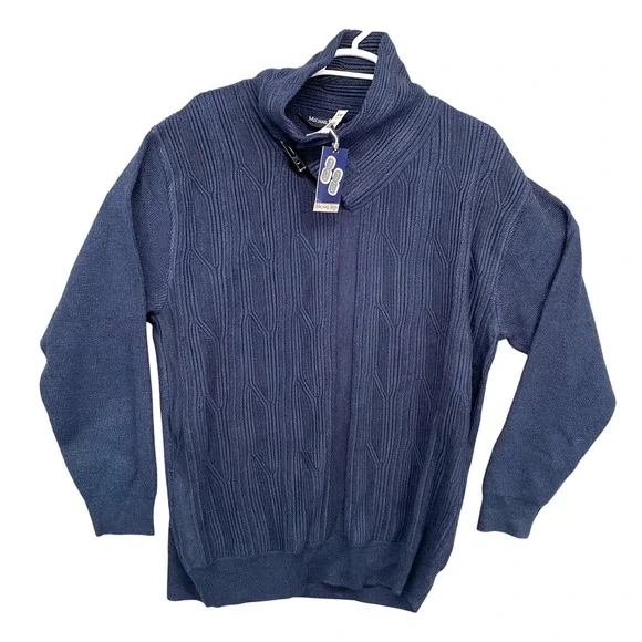 Michael Irvin 88 Men's 3X‎ Navy Blue Cable Knit Shawl Collar Sweater