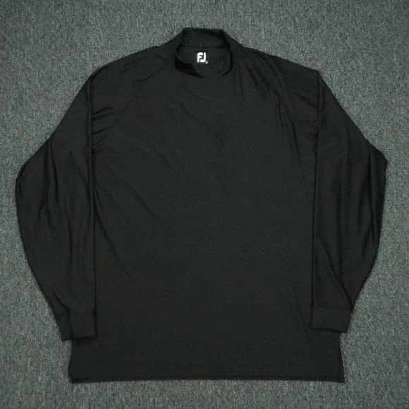 FootJoy Pullover Mens XXL Black Mock Neck Golf Performance Long Sleeve 2XL