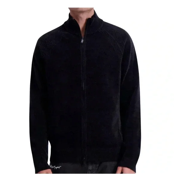 Karllagerfeld Men’s CHENILLE FULL ZIP SWEATER