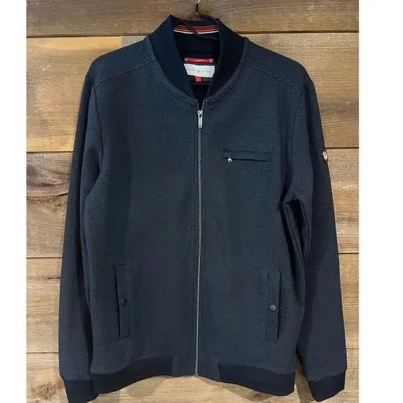Benson & Cherry European‎ Cotton Bomber Jacket Sweater Mens Size L Dark Blue