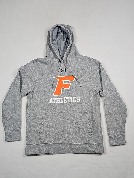 Cal State Fullerton Under Armour Men's Gray Crewneck Hoodie with Orange Logo