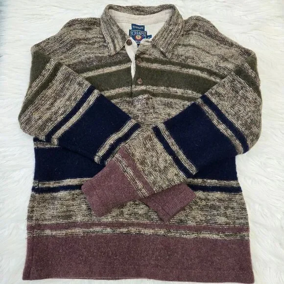 RALPH LAUREN CHAPS Vintage 90s Henley Lambswool | Wool Knit Sweater XL