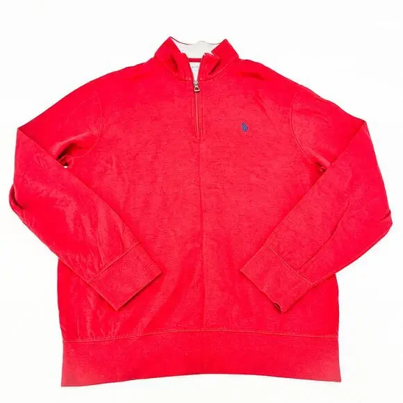 Polo Ralph Lauren Men's Quarter Zip Pullover Sweater Dark Red Color Size M
