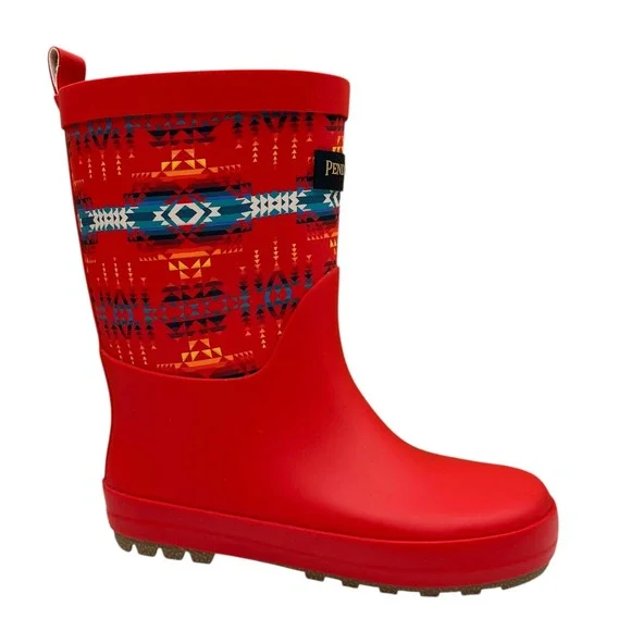 Pendleton Tucson Little Boys Rubber Mid-Calf Rain Boots Size 13/1 Red-Multi