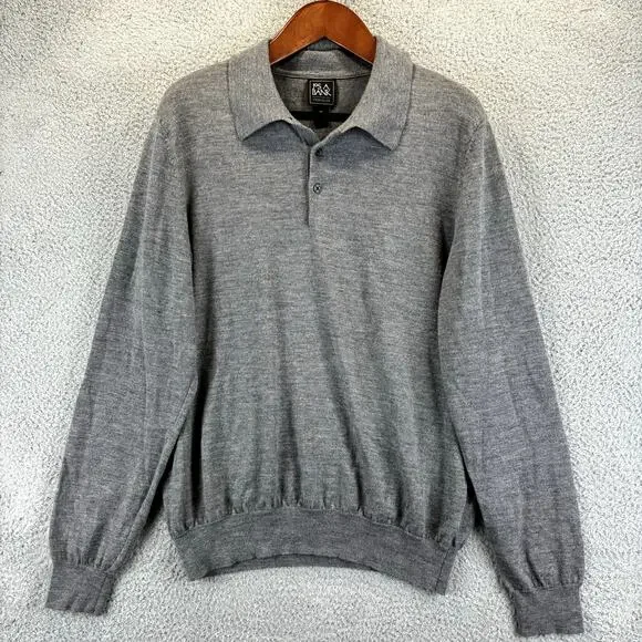 Mens Merino Wool Sweater XXL Gray Kurt Cobain Grandpacore Academia Preppy