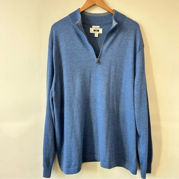 Men's Wool Blend Dusty Blue Half-Zip Sweater
