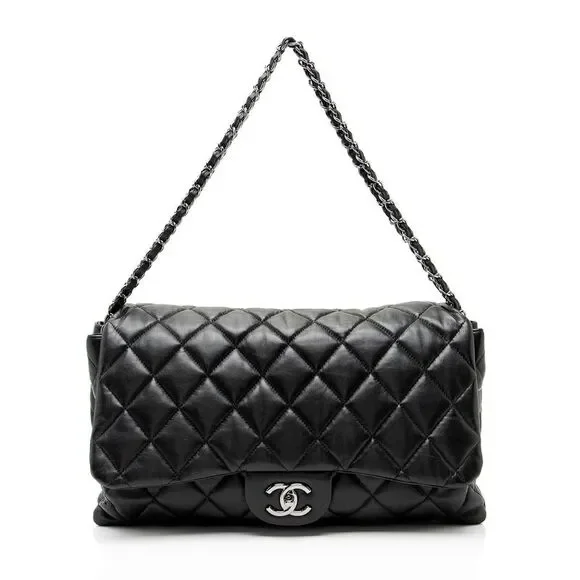 Chanel Lambskin 3 Accordion Maxi Flap Bag