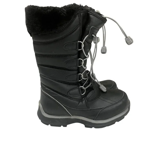 Lands End Snow Flurry‎ Insulated Winter Boots Black Faux Fur US 1M 511735