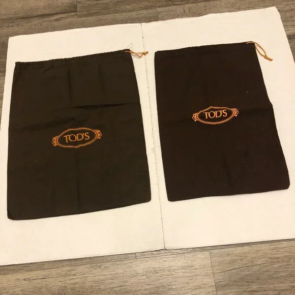 Two Tod's brown and gold drawstring cloth dust bags 13