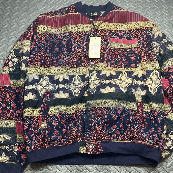 SSLR Mens Collection‎ XL Jacket Button Up Floral Print Long Sleeve