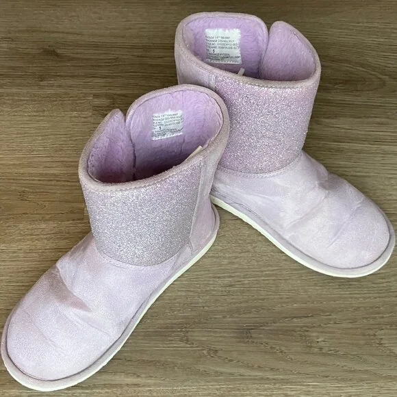 5Y DSG Girls Winter Lodge Glitter Boot Faux Fur Lined